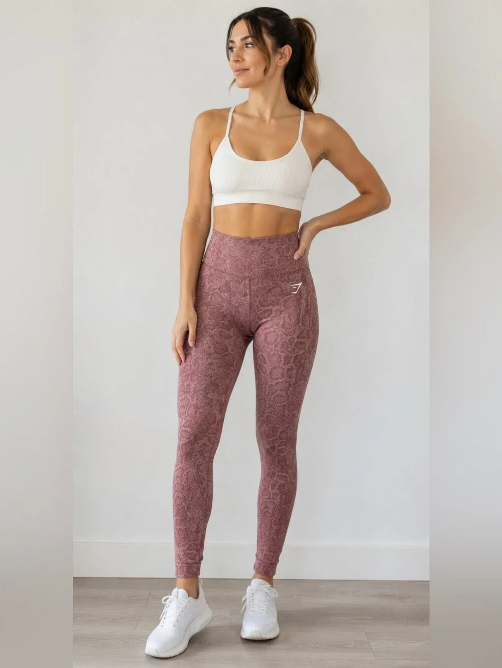 Gymshark Women’s High-Waisted Snake Print Leggings Mauve Size S